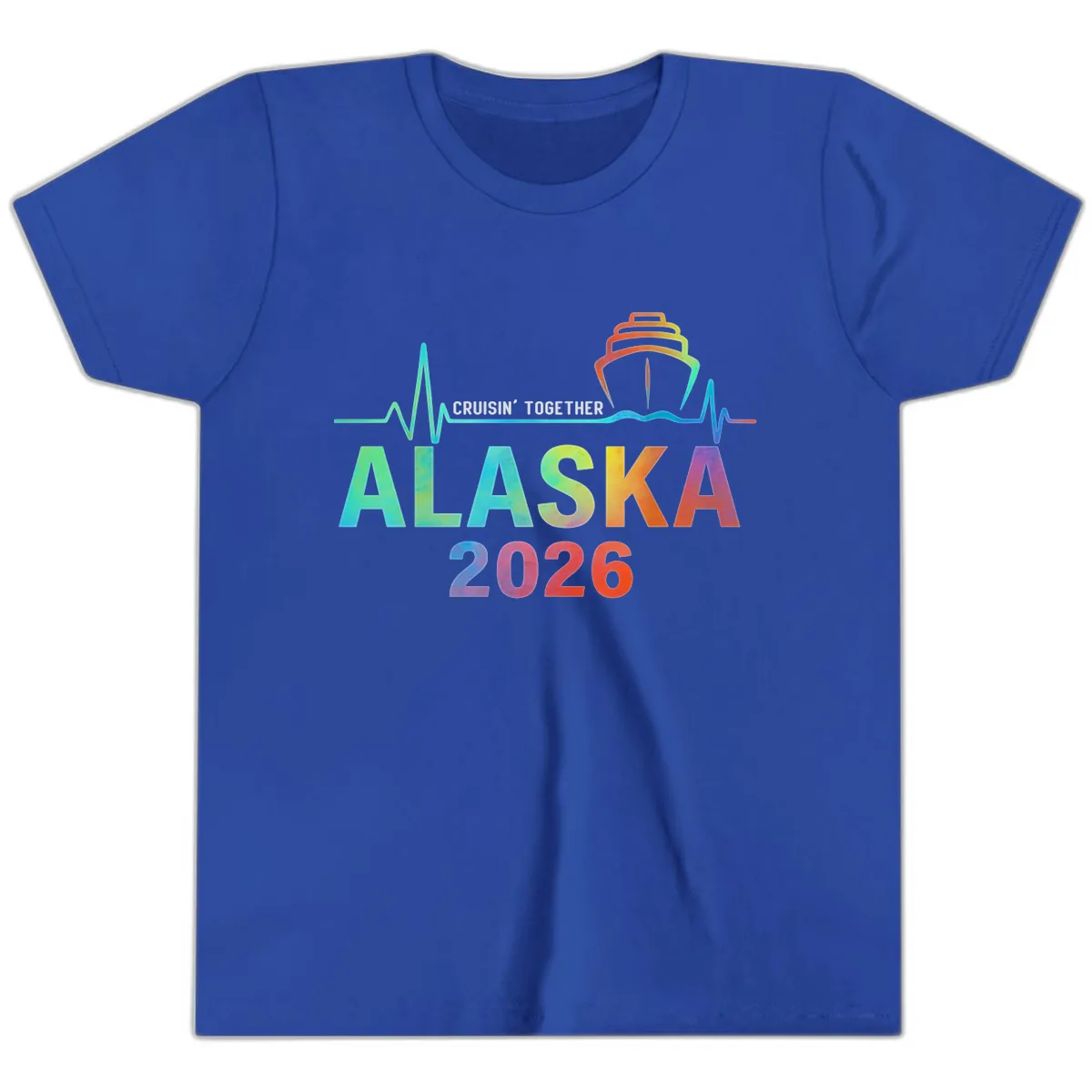 Cruisin' Together Alaska 2026 Cruise Design Youth T-Shirt in True Royal