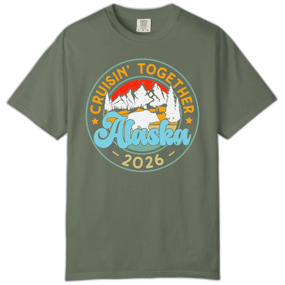 Cruisin' Together Alaska 2026 Badge Comfort Color in Moss