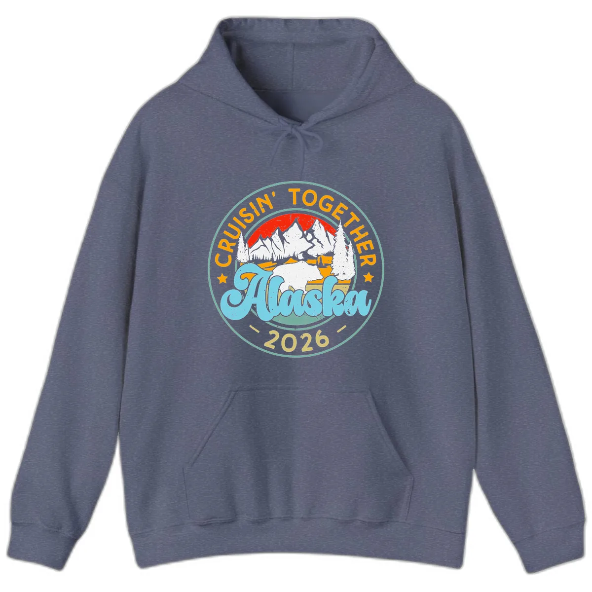 Cruisin' Together Alaska 2026 Badge Hoodie in Heather Navy