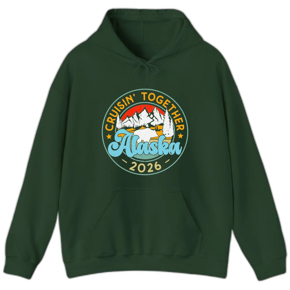 Cruisin' Together Alaska 2026 Badge Hoodie in Forest Green
