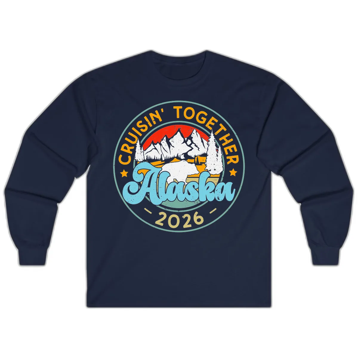 Cruisin' Together Alaska 2026 Badge Long Sleeve in Navy