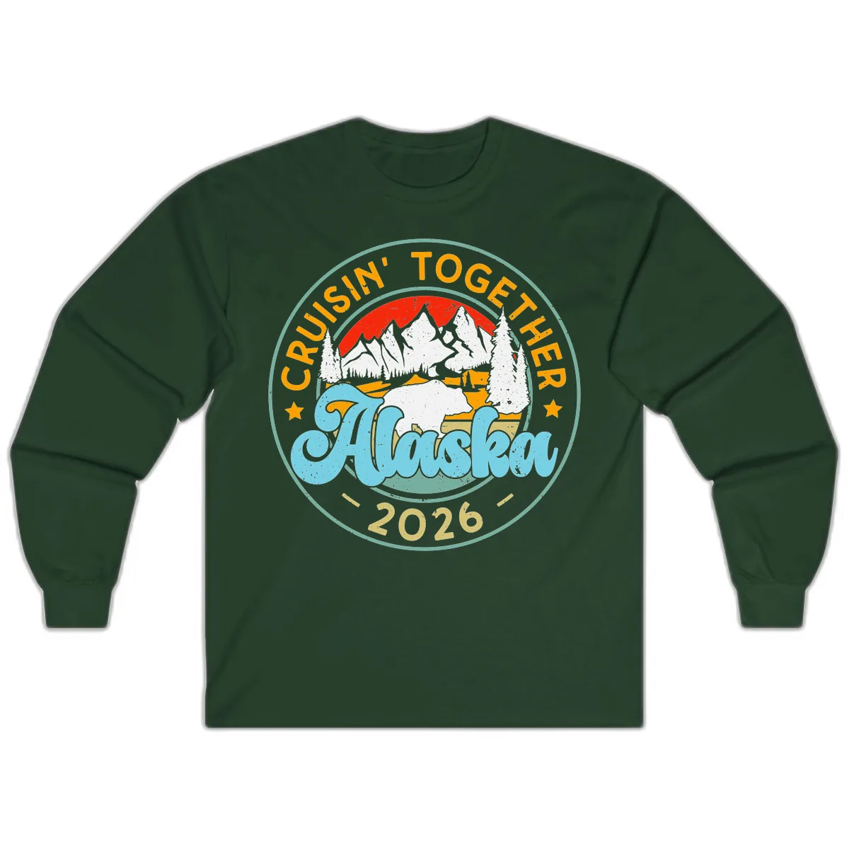 Cruisin' Together Alaska 2026 Badge Long Sleeve in Forest Green
