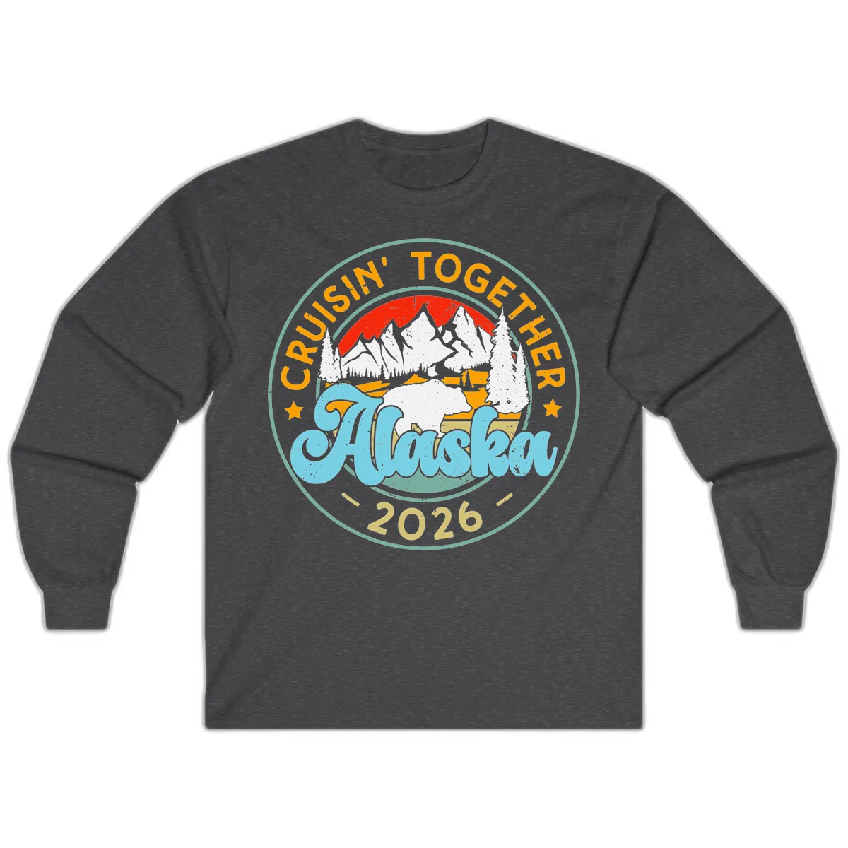 Cruisin' Together Alaska 2026 Badge Long Sleeve in Dark Heather