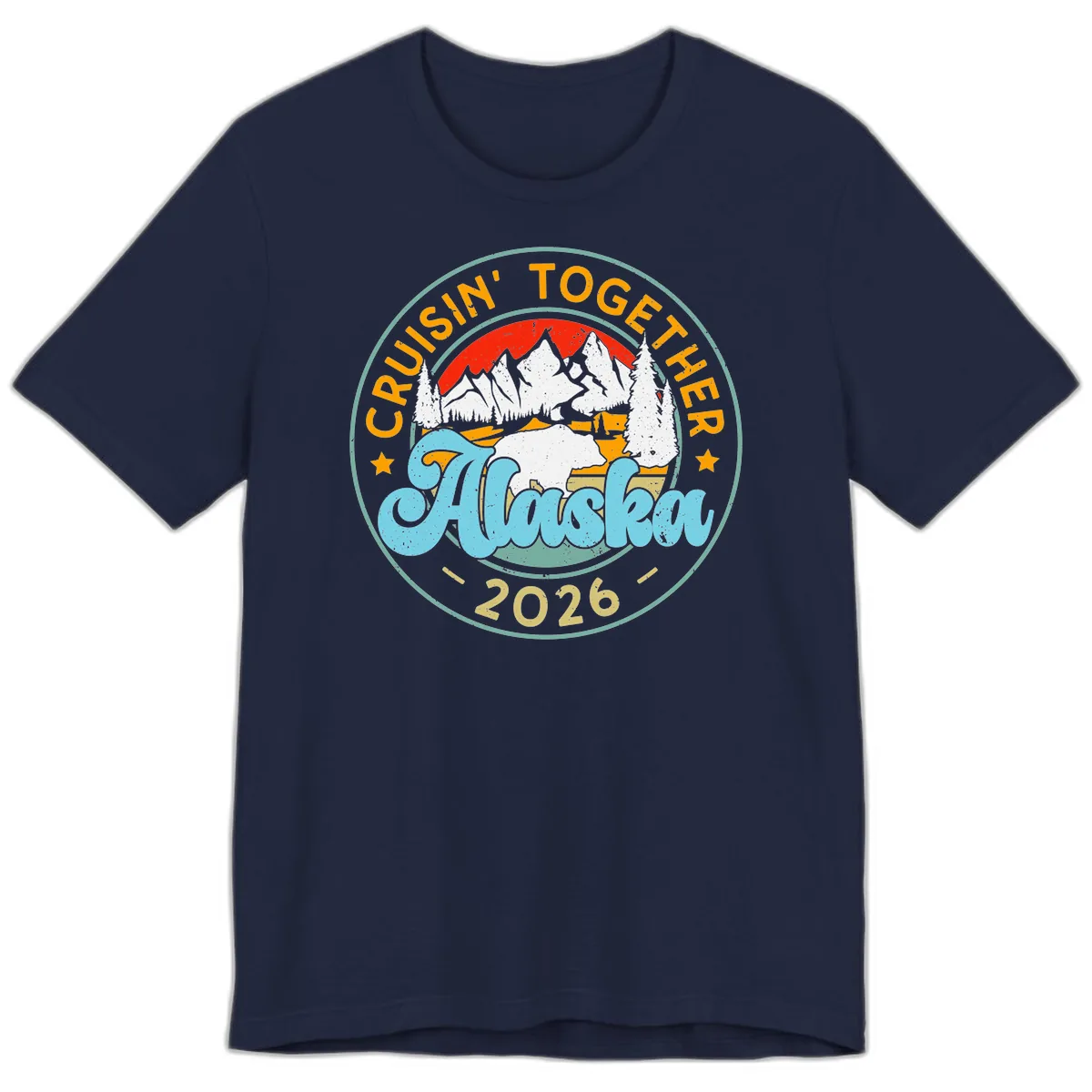 Cruisin' Together Alaska 2026 Badge Premium T-Shirt in Navy