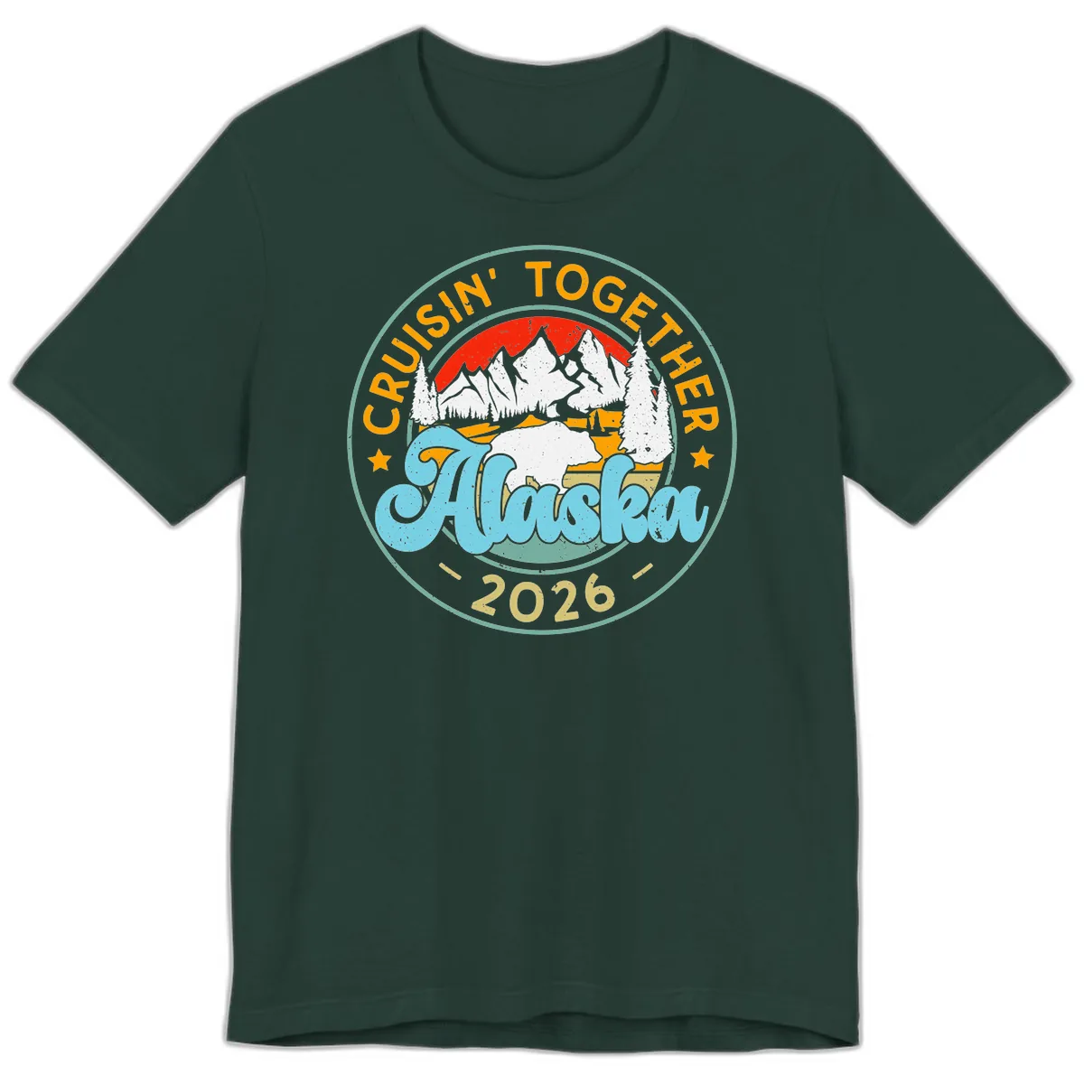Cruisin' Together Alaska 2026 Badge Premium T-Shirt in Forest