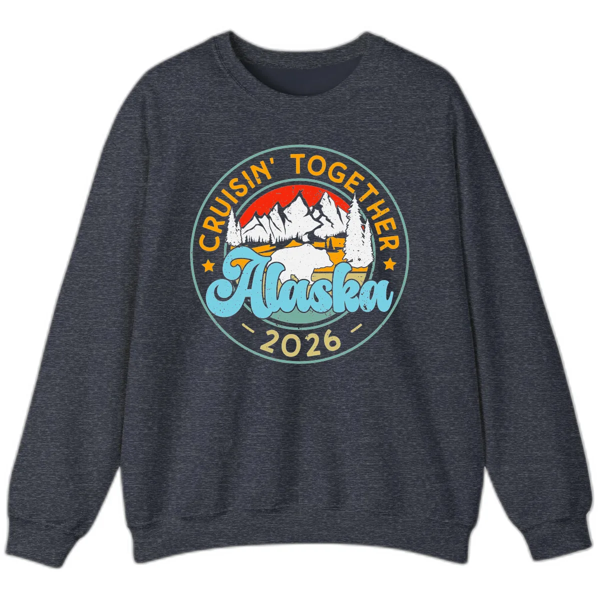Cruisin' Together Alaska 2026 Badge Sweatshirt in Heather Sport Dark Navy