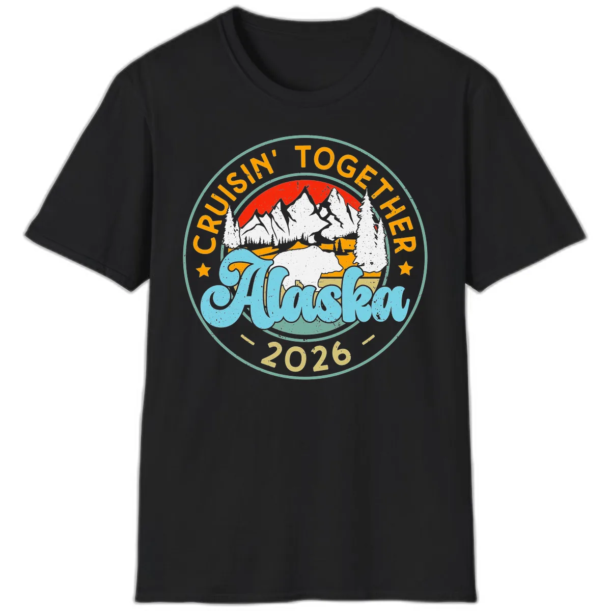 Cruisin' Together Alaska 2026 Badge T-Shirt in Black