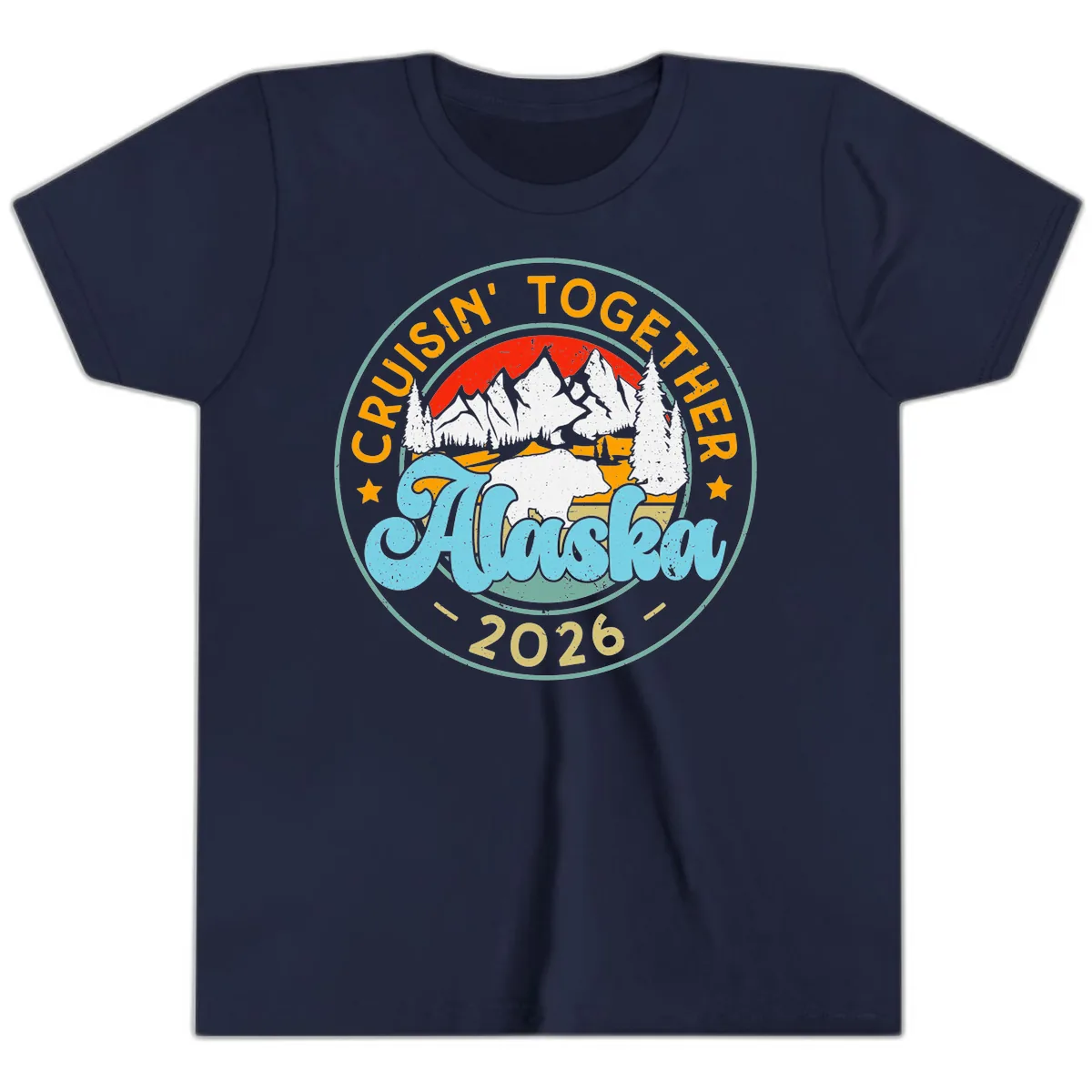 Cruisin' Together Alaska 2026 Badge Youth T-Shirt in Navy