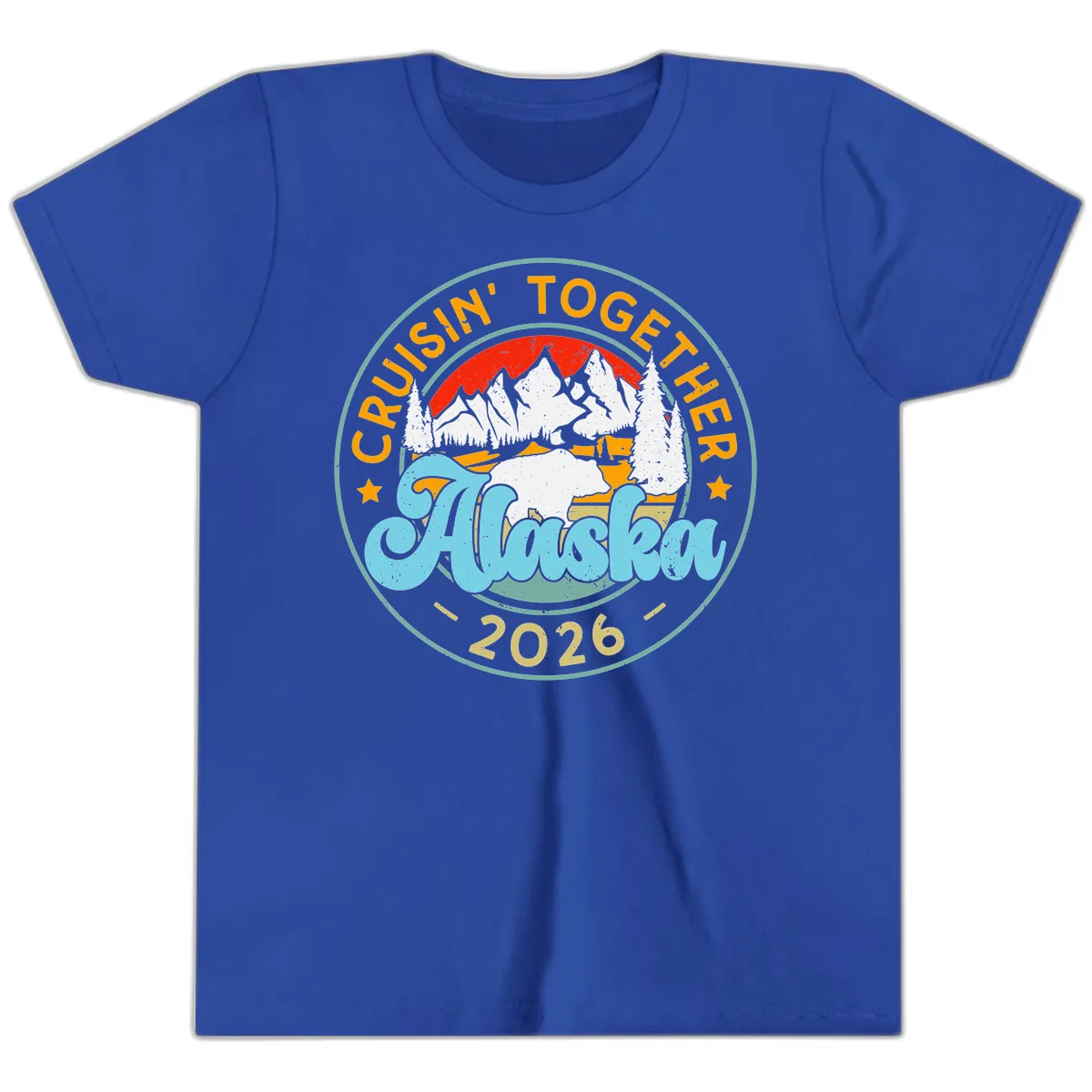 Cruisin' Together Alaska 2026 Badge Youth T-Shirt in True Royal