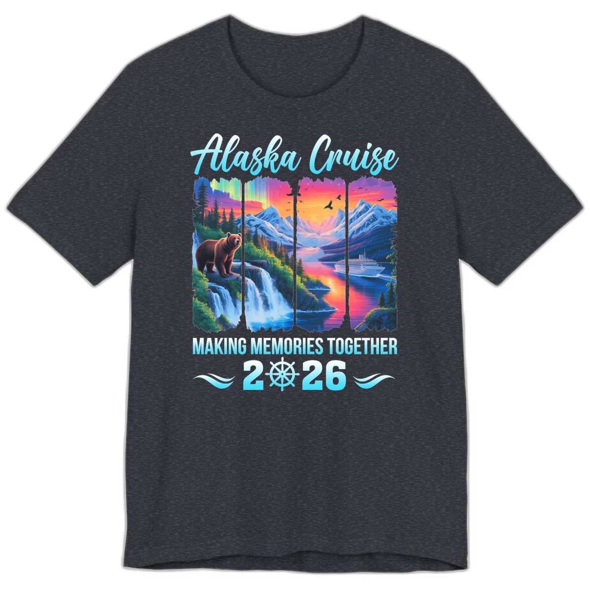 Alaska Cruise Making Memories Together 2026 Premium T-Shirt in Heather Navy