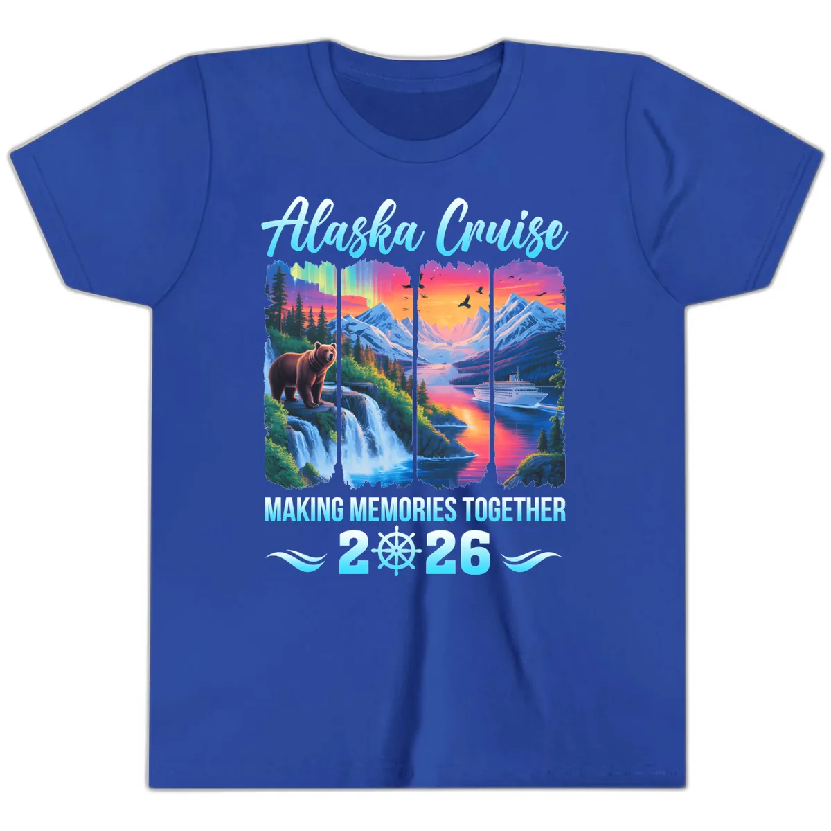 Alaska Cruise Making Memories Together 2026 Youth T-Shirt in True Royal