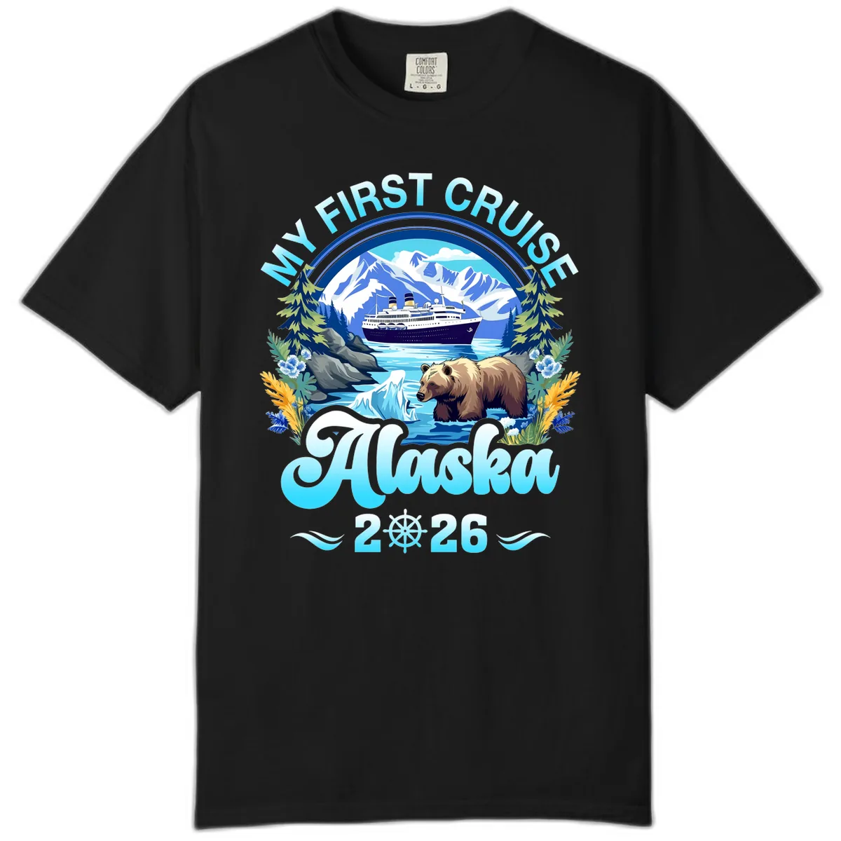 My First Alaska Cruise Bear and Ship Comfort Color in Black