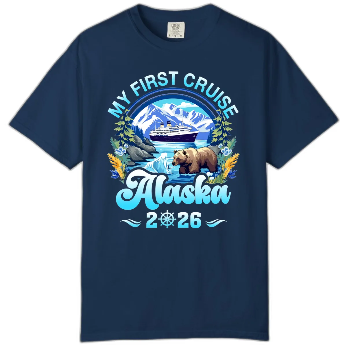 My First Alaska Cruise Bear and Ship Comfort Color in Navy