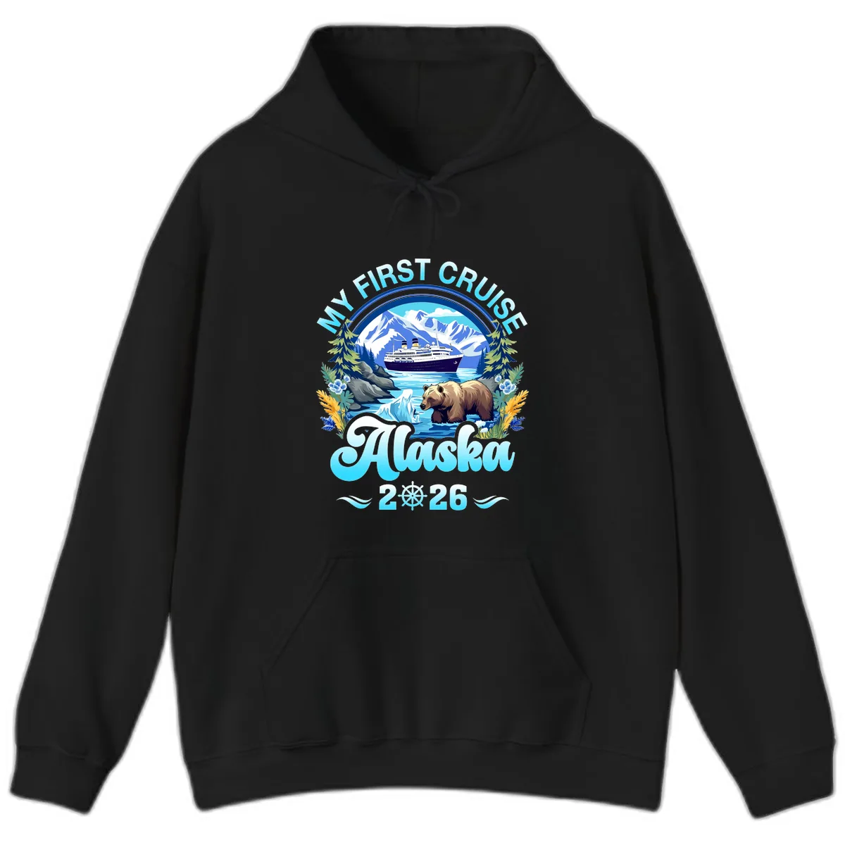 My First Alaska Cruise Bear and Ship Hoodie in Black