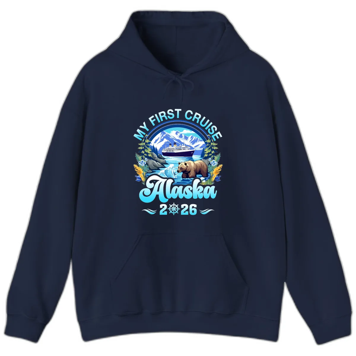 My First Alaska Cruise Bear and Ship Hoodie in Navy