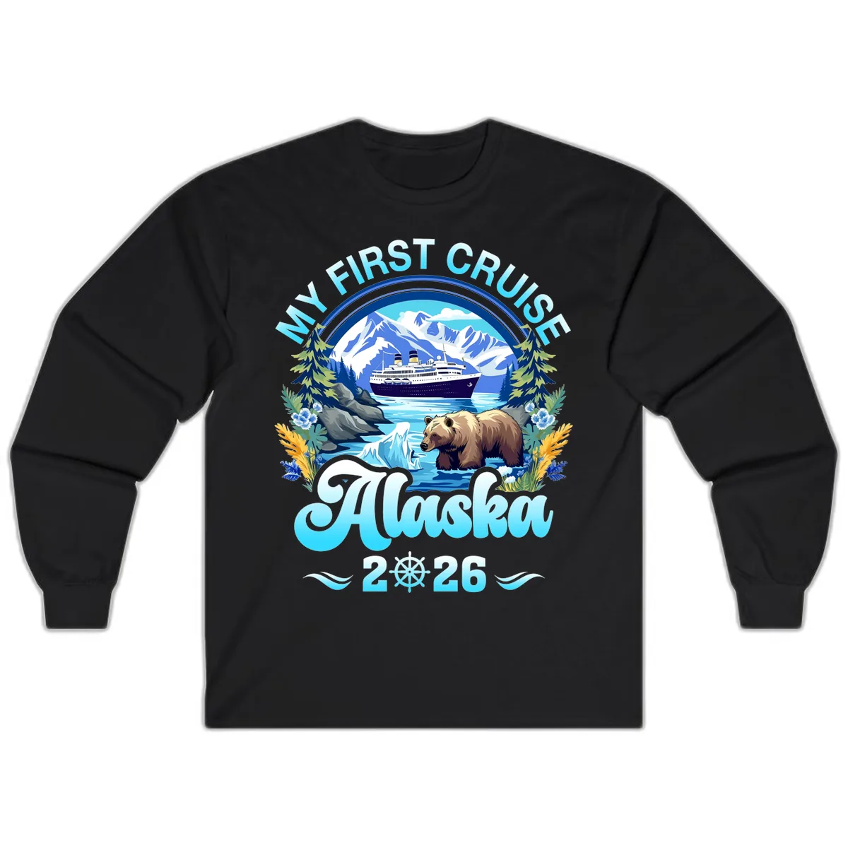 My First Alaska Cruise Bear and Ship Long Sleeve in Black