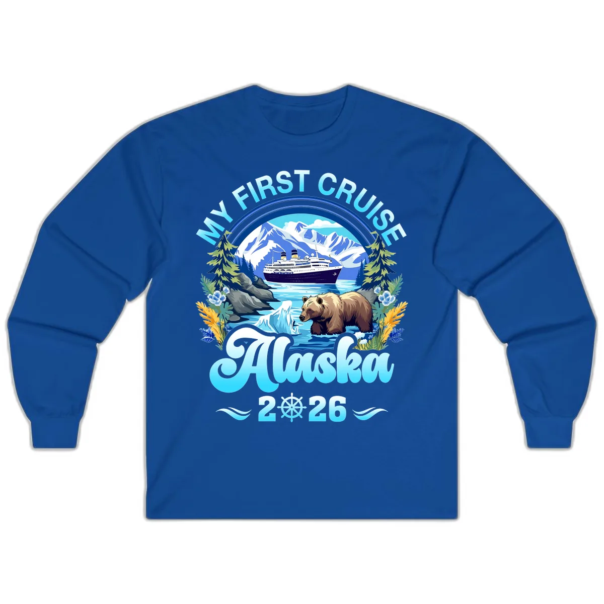 My First Alaska Cruise Bear and Ship Long Sleeve in Royal