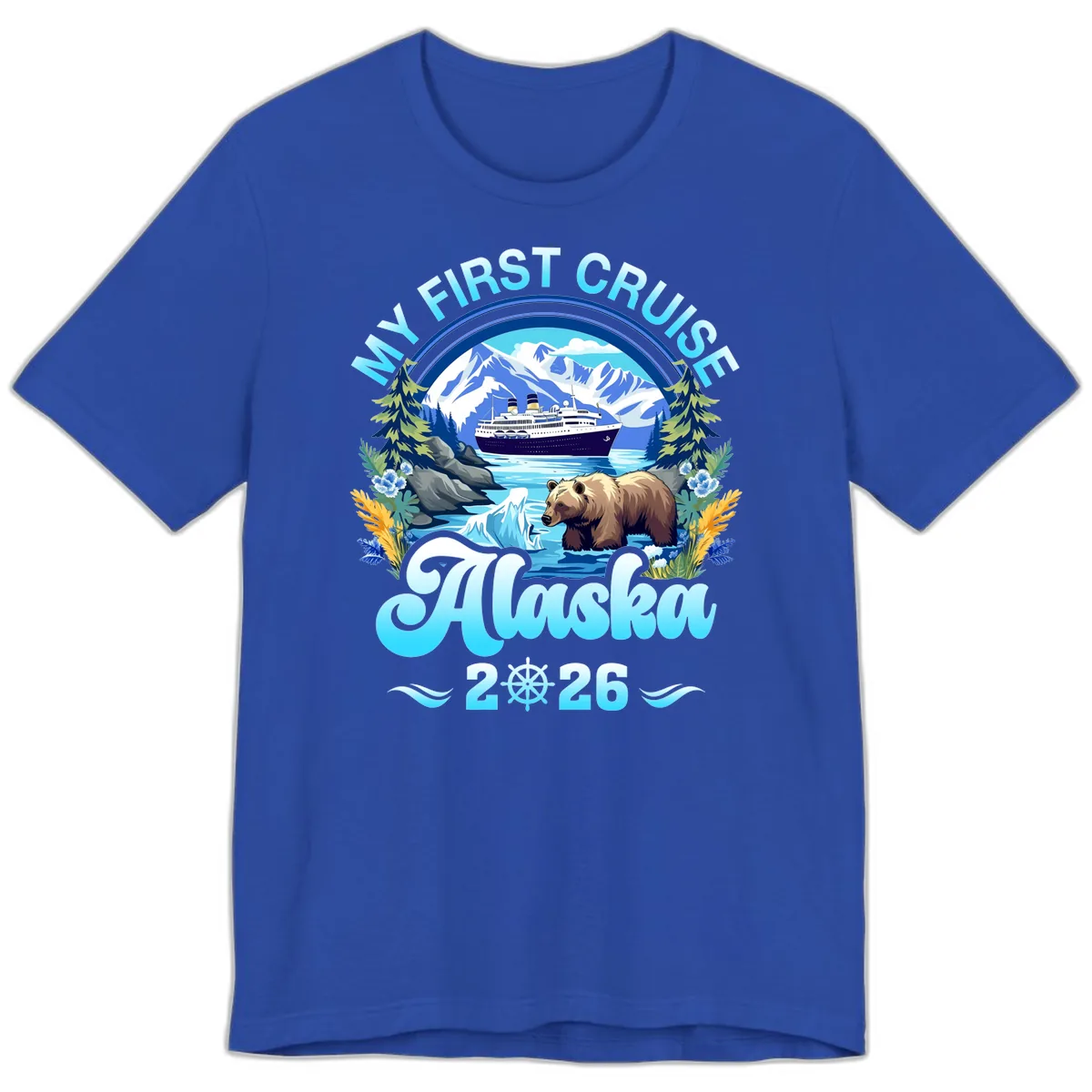 My First Alaska Cruise Bear and Ship Premium T-Shirt in True Royal