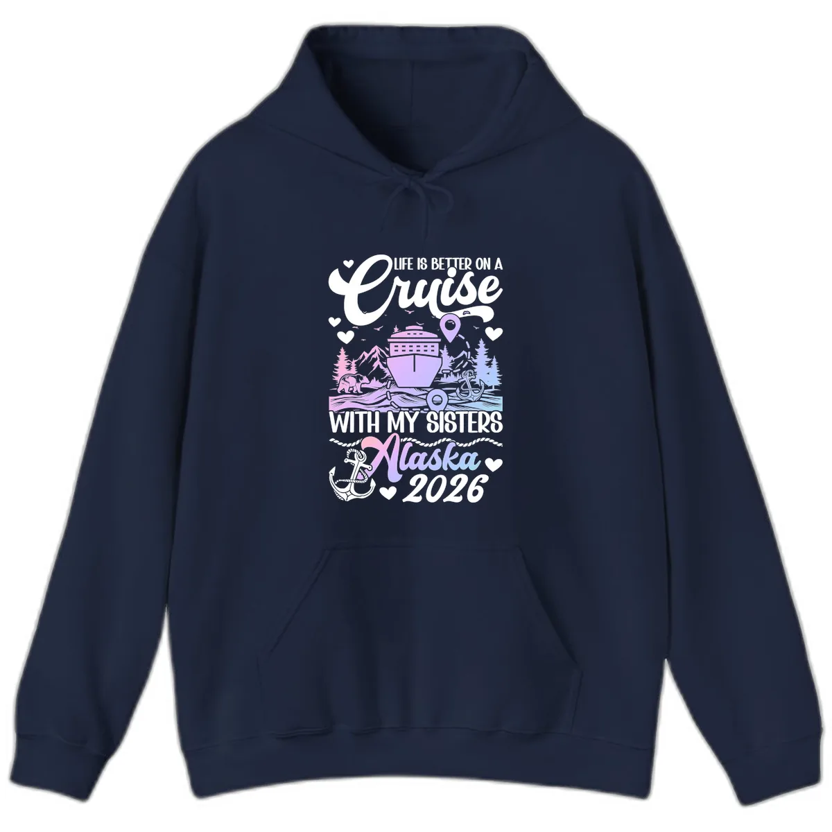 Sisters Alaska Cruise 2026 Scenic Hoodie in Navy