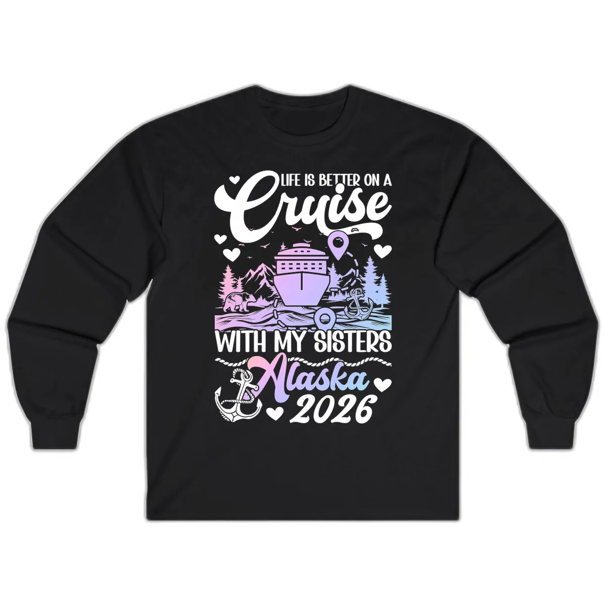 Sisters Alaska Cruise 2026 Scenic Long Sleeve in Black