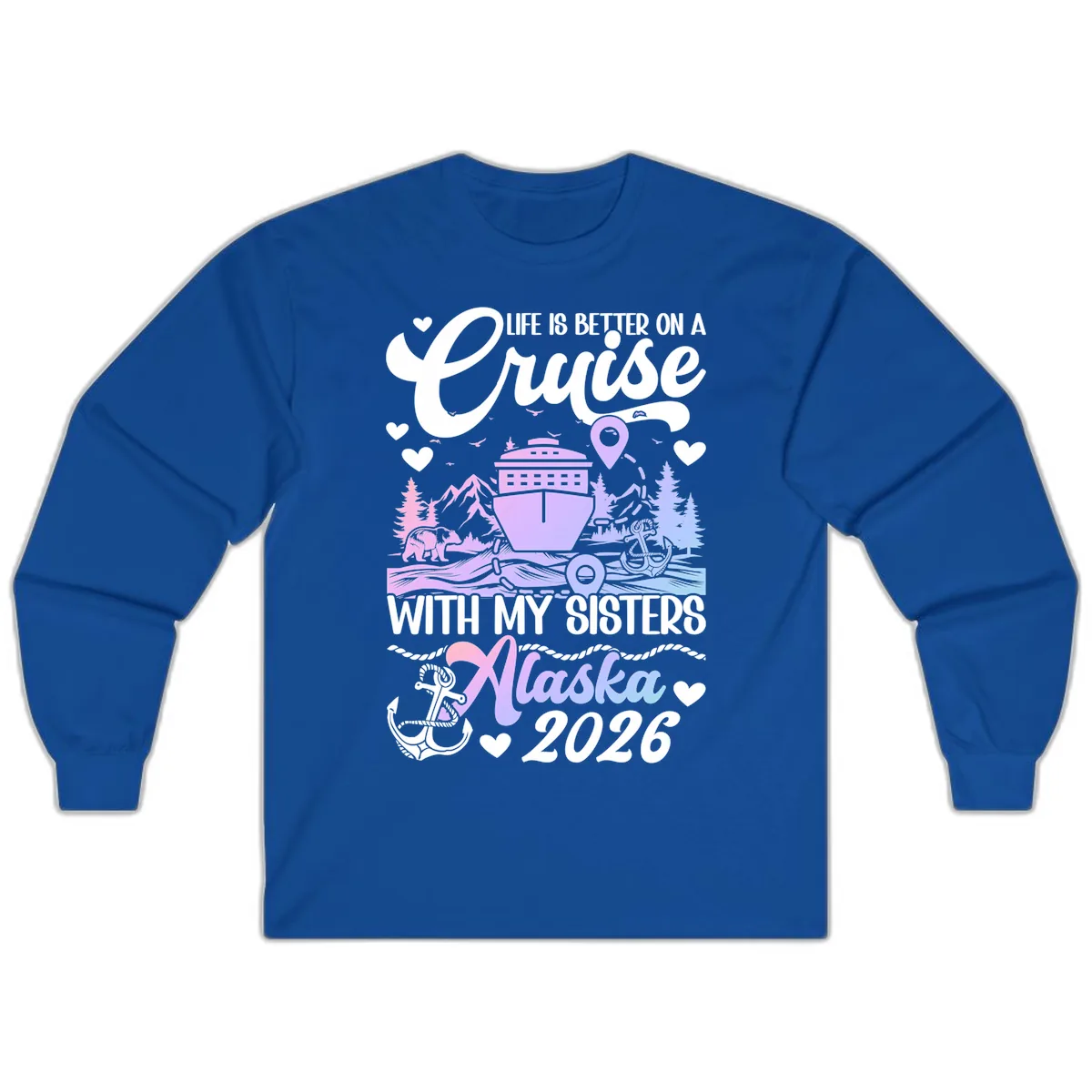 Sisters Alaska Cruise 2026 Scenic Long Sleeve in Royal