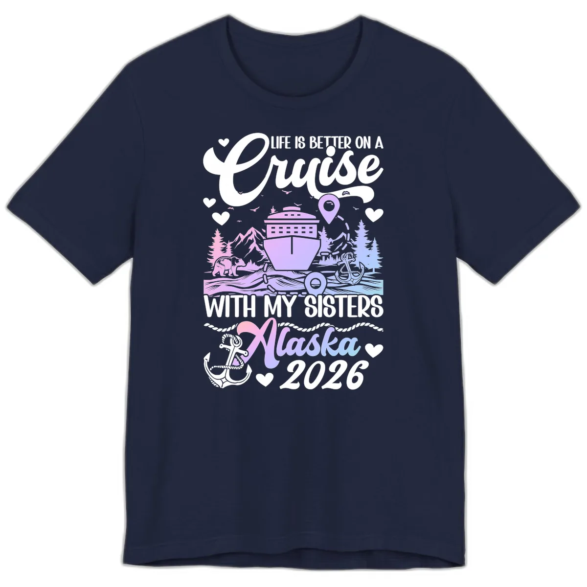 Sisters Alaska Cruise 2026 Scenic Premium T-Shirt in Navy
