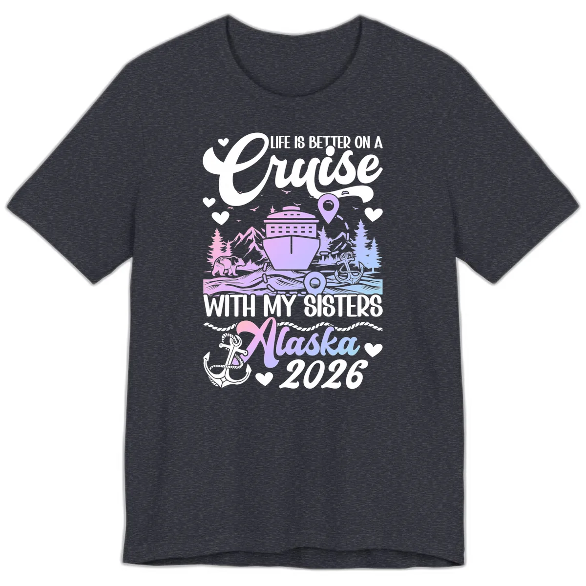 Sisters Alaska Cruise 2026 Scenic Premium T-Shirt in Heather Navy