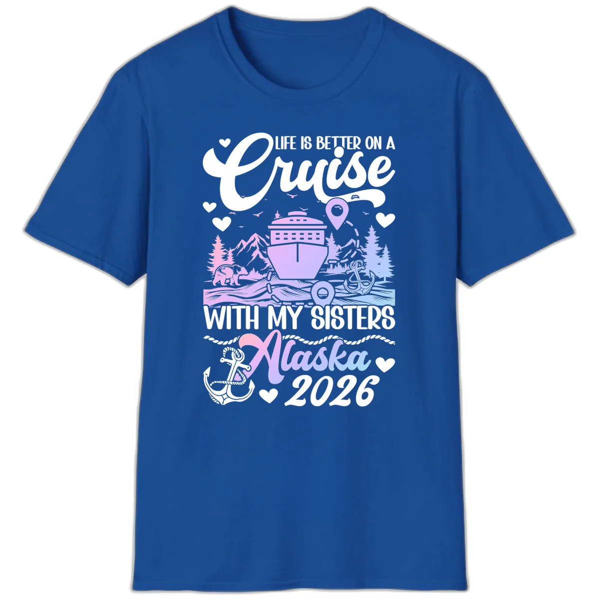 Sisters Alaska Cruise 2026 Scenic T-Shirt in Royal