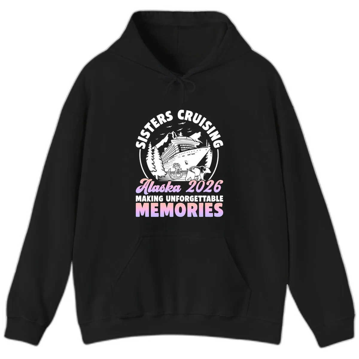 Sisters Cruising Alaska 2026 Bear Voyage Hoodie in Black