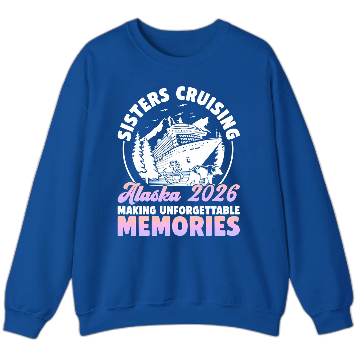 Sisters Cruising Alaska 2026 Bear Voyage Sweatshirt in Royal