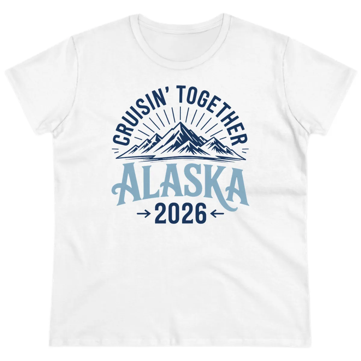 Cruisin' Together Alaska Mountains 2026 Ladies Tee in White
