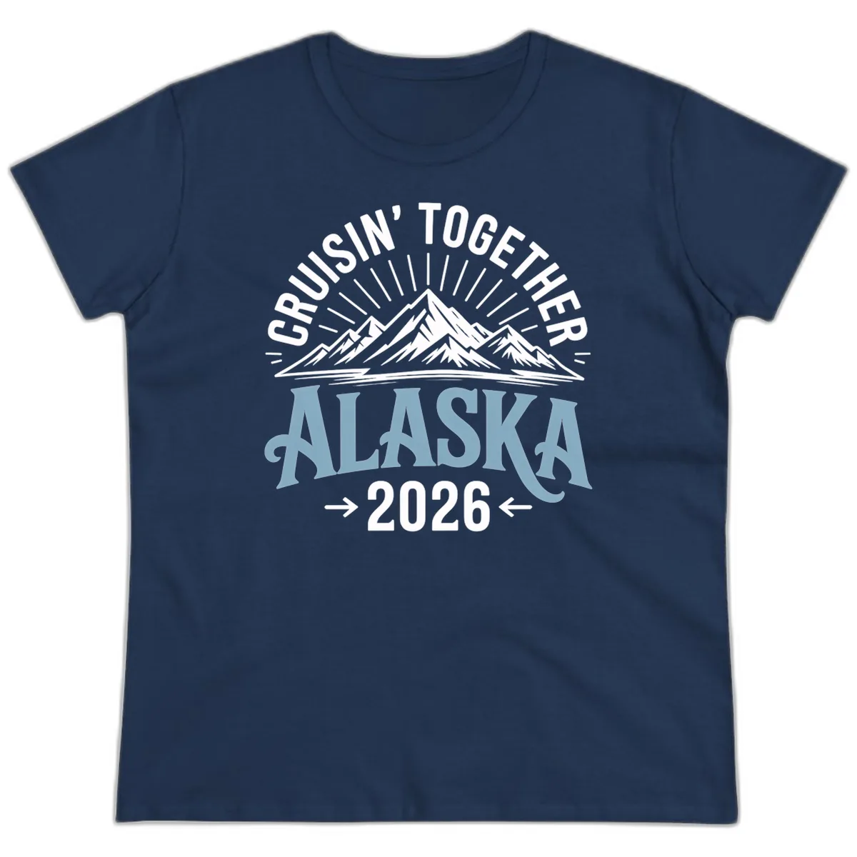 Cruisin' Together Alaska Mountains 2026 Ladies Tee in Navy