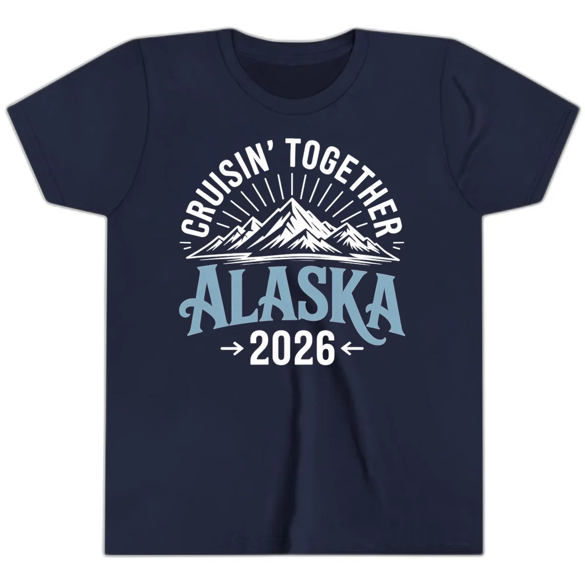 Cruisin' Together Alaska Mountains 2026 Youth T-Shirt in Navy