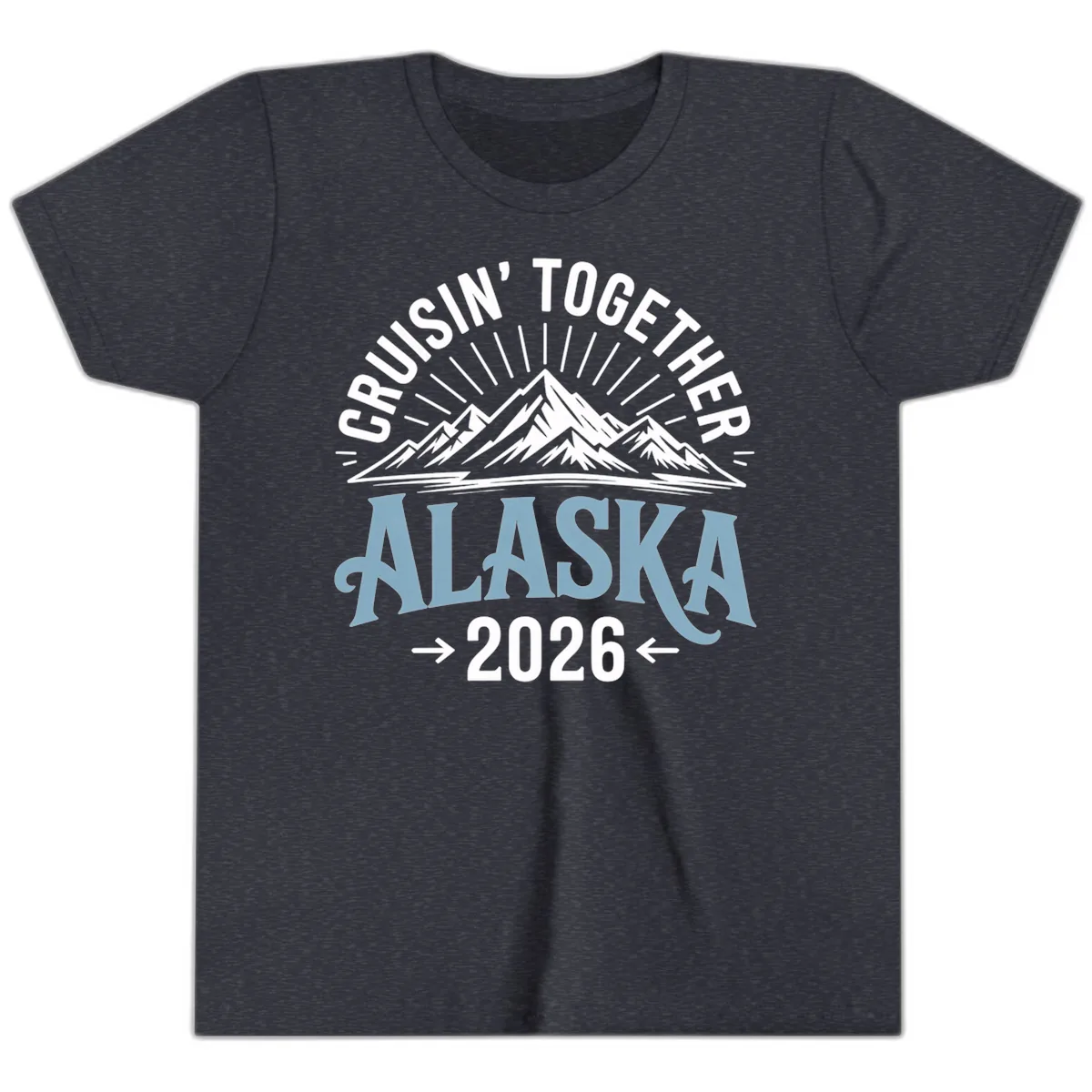 Cruisin' Together Alaska Mountains 2026 Youth T-Shirt in Heather Navy
