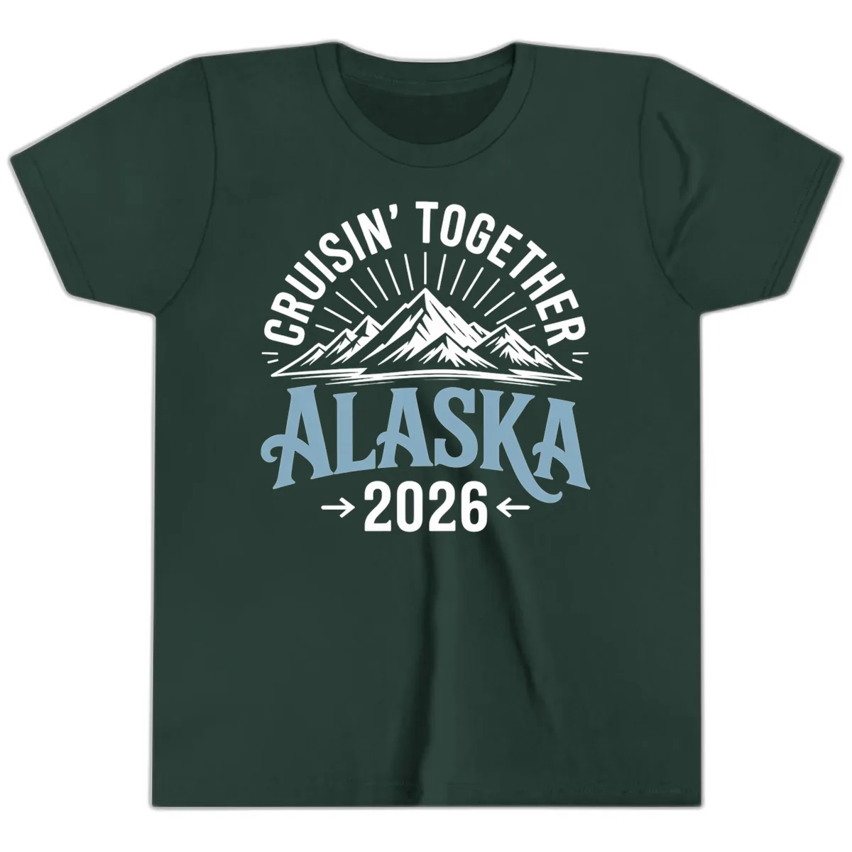 Cruisin' Together Alaska Mountains 2026 Youth T-Shirt in Forest