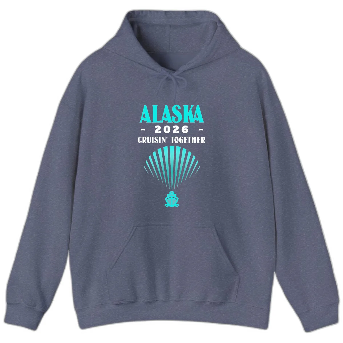 Alaska 2026 Cruisin' Together Cruise Ship Hoodie in Heather Navy