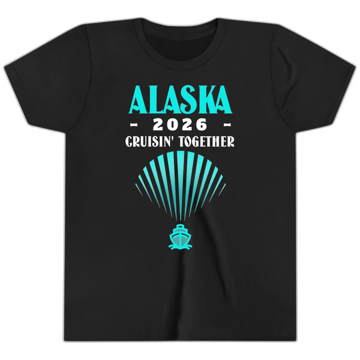Alaska 2026 Cruisin' Together Cruise Ship Youth T-Shirt in Black