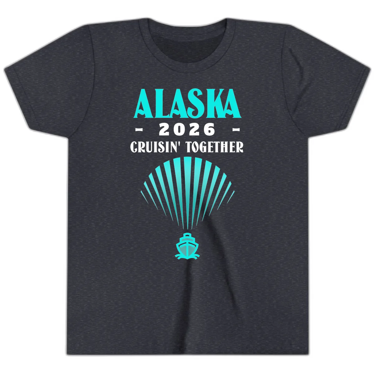 Alaska 2026 Cruisin' Together Cruise Ship Youth T-Shirt in Heather Navy
