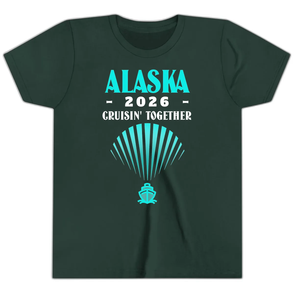 Alaska 2026 Cruisin' Together Cruise Ship Youth T-Shirt in Forest