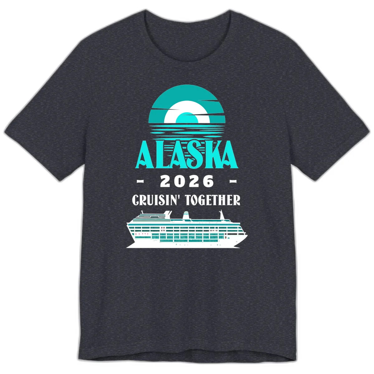 Alaska 2026 Cruisin' Together Cruise Ship Design Premium T-Shirt in Heather Navy