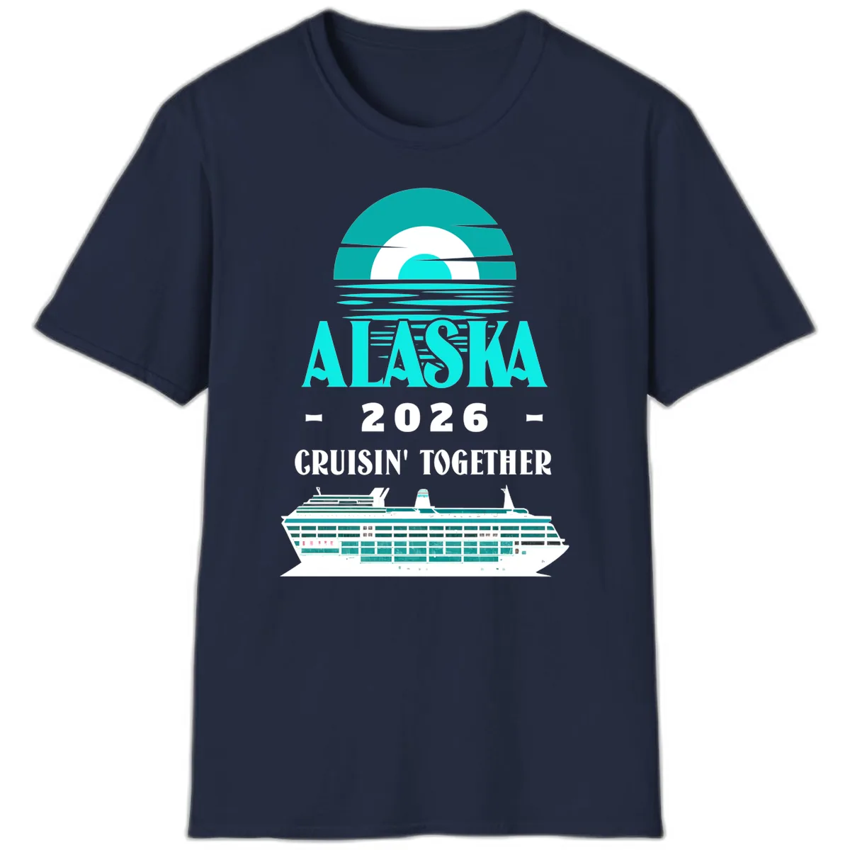 Alaska 2026 Cruisin' Together Cruise Ship Design T-Shirt in Navy