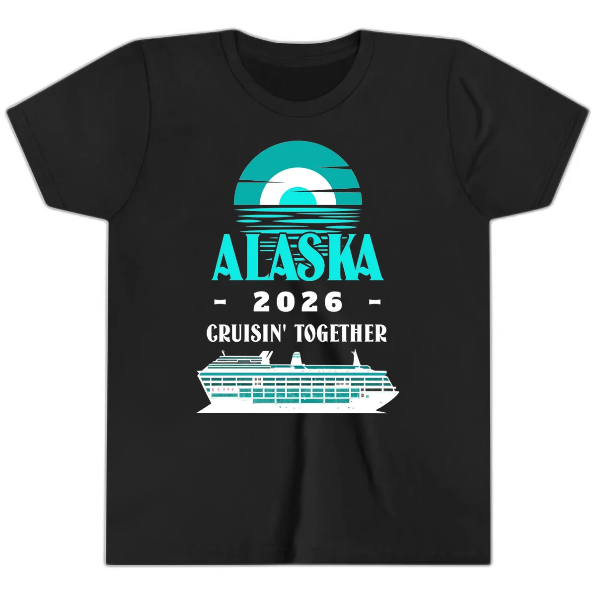 Alaska 2026 Cruisin' Together Cruise Ship Design Youth T-Shirt in Black