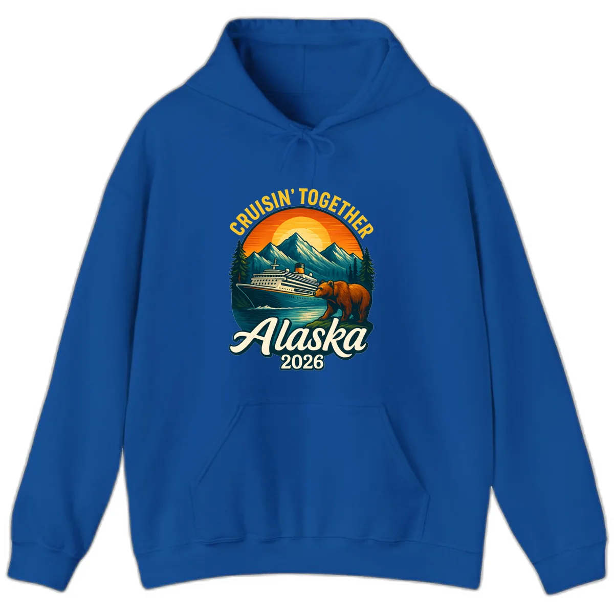 Cruisin' Together Alaska 2026 Bear & Ship Design Hoodie in Royal