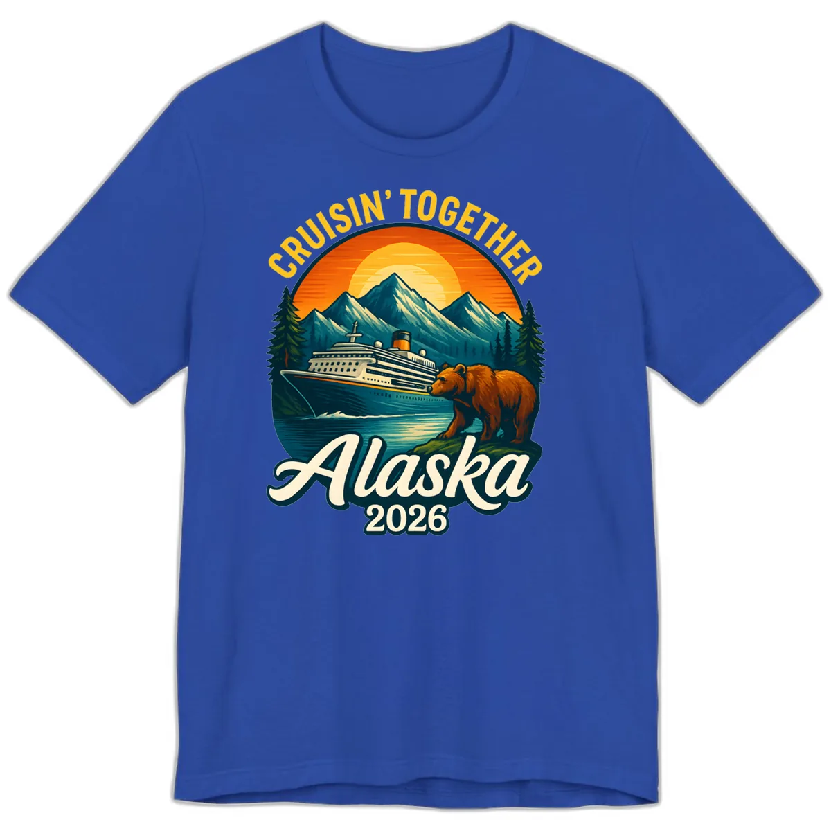 Cruisin' Together Alaska 2026 Bear & Ship Design Premium T-Shirt in True Royal