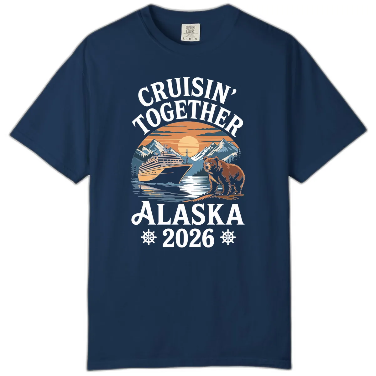 Cruisin' Together Alaska 2026 Bear Cruise Comfort Color in Navy
