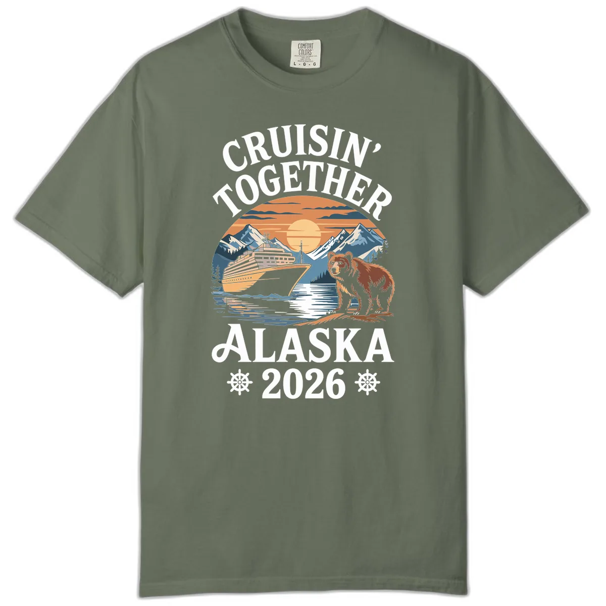 Cruisin' Together Alaska 2026 Bear Cruise Comfort Color in Moss