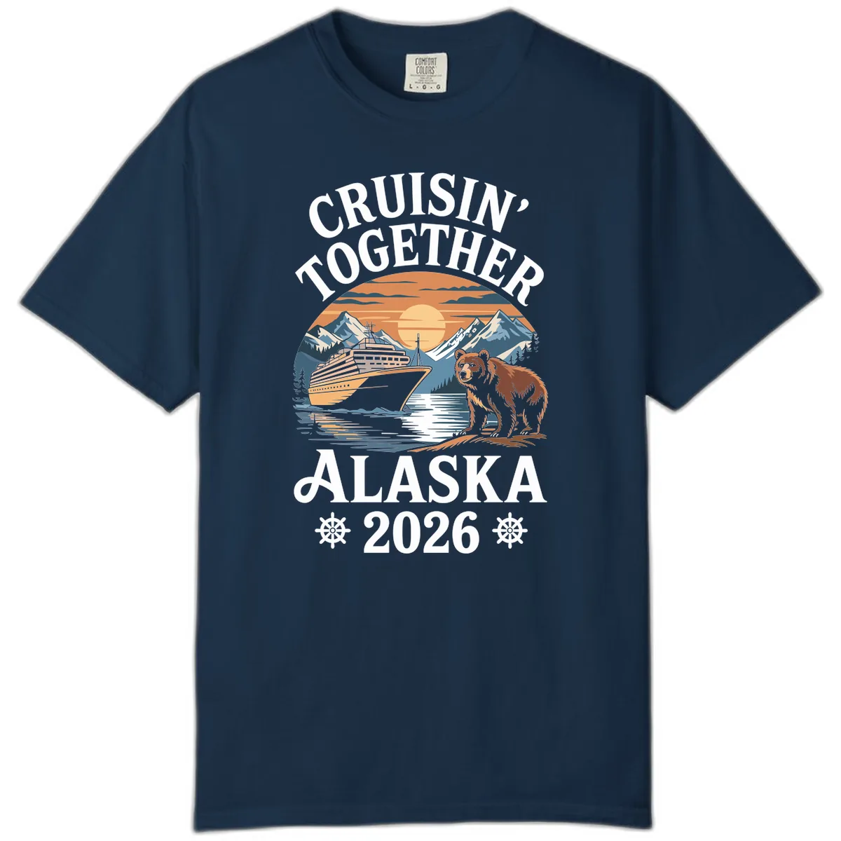 Cruisin' Together Alaska 2026 Bear Cruise Comfort Color in True Navy
