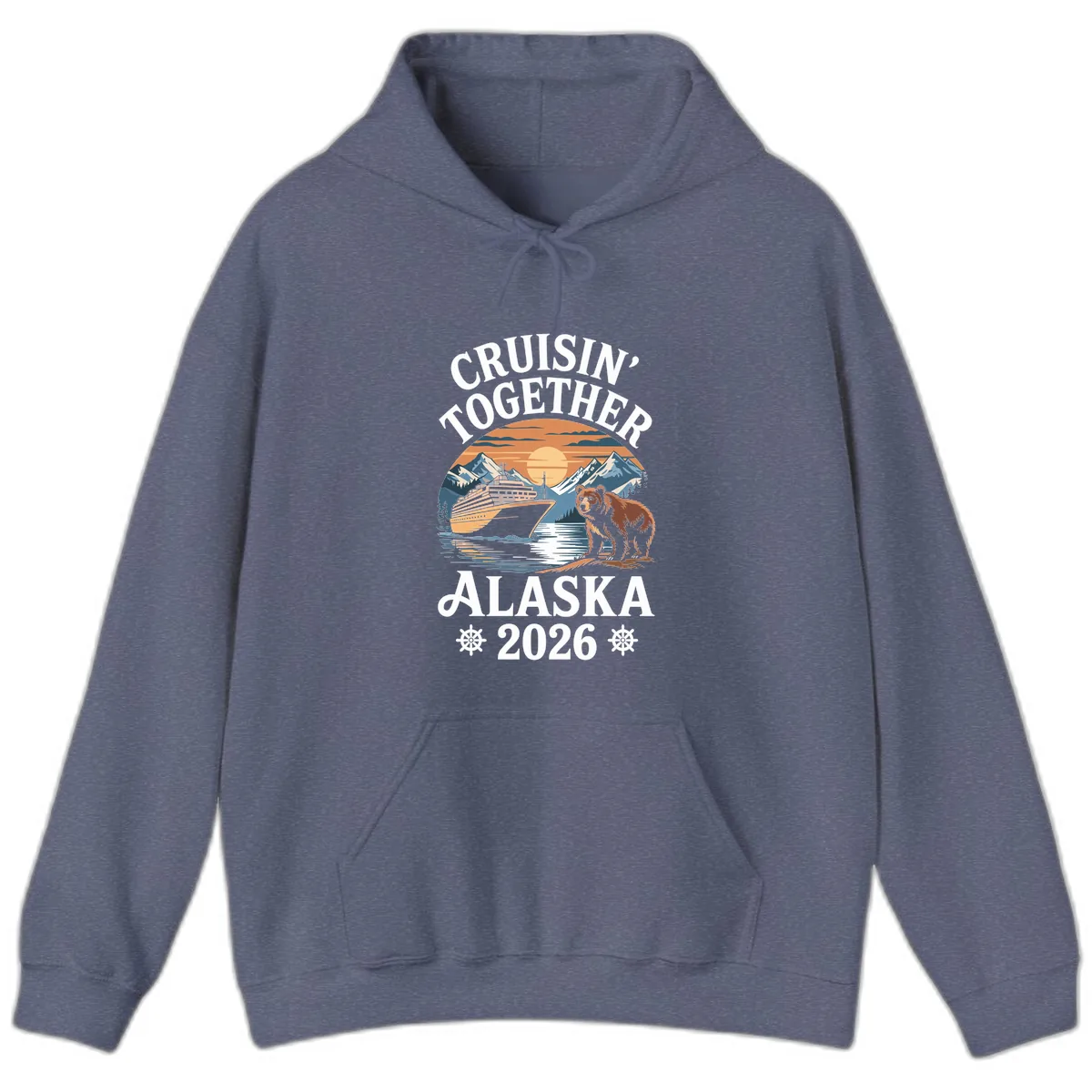 Cruisin' Together Alaska 2026 Bear Cruise Hoodie in Heather Navy