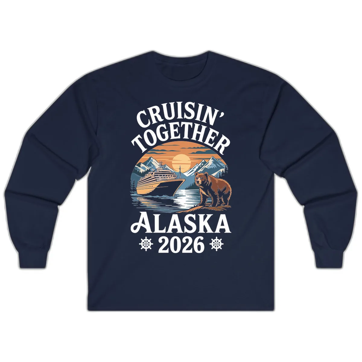 Cruisin' Together Alaska 2026 Bear Cruise Long Sleeve in Navy