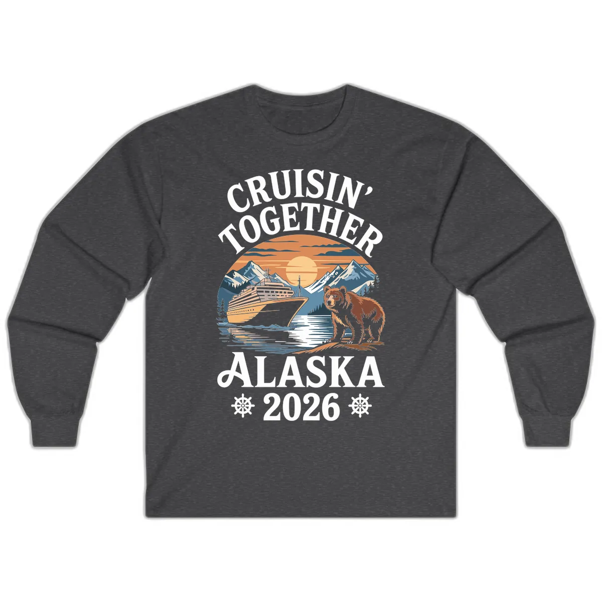 Cruisin' Together Alaska 2026 Bear Cruise Long Sleeve in Dark Heather
